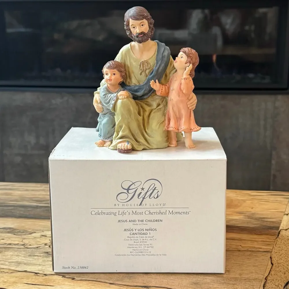 Vintage 1999 House of Lloyd Jesus and the Children Resin Figurine 230062 NIB